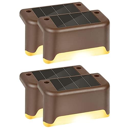 Epyz Solar Step LED Solar Powered Waterproof Outdoor Deck Lights (Pack of 4, Warm Yellow)