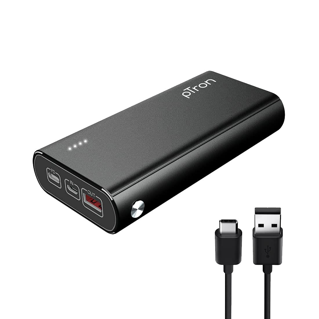 pTron Dynamo Zip 20000mAh Power Bank, QC3.0 18W Fast Charge Type-C, Sturdy Design, Type-C & Micro USB Input Ports, Safe & Reliable, Li-Polymer Power Bank for Smartphones & Other Smart Device (Black)