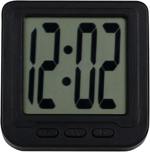Fusine Plastic Digital Magnet LED Date and Time Clock with Flexible Back Stand for Home Office Desk Car Dashboard Fridge (Black)