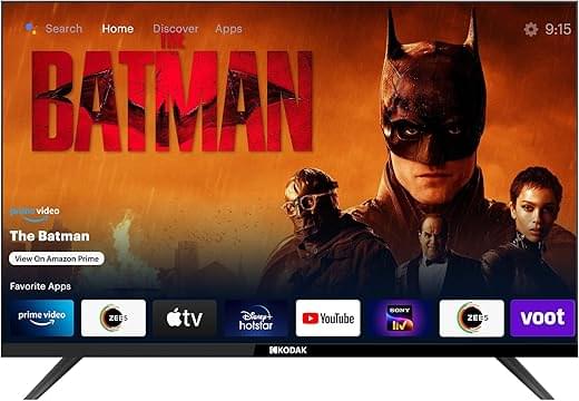 Kodak 80 cm (32 inches) HD Ready Certified Android Smart LED TV 32HDX7XPROBL (Black)